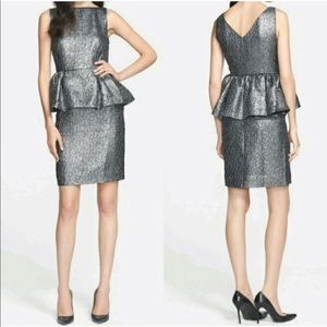 Kate Spade Silver Peplum Cocktail Dress